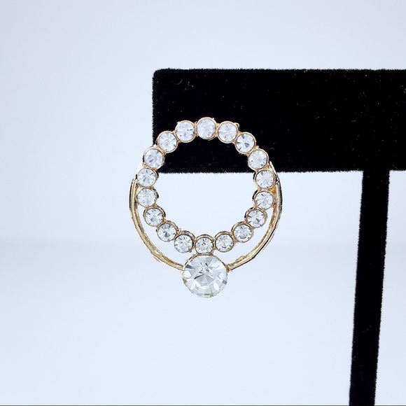 🔴SOLD Rhinestone Rose Gold Tone Dangle Earrings - Picture 4 of 6